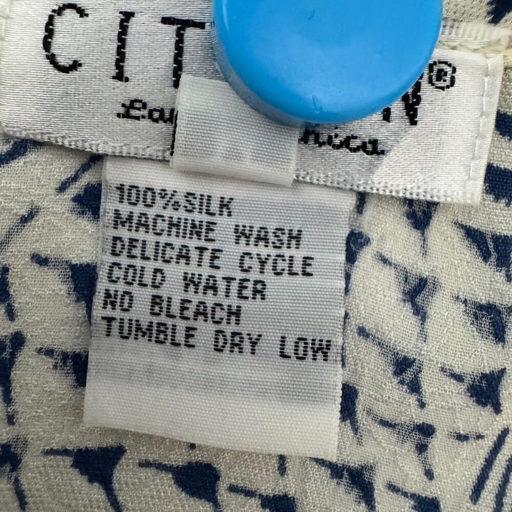 Citron Silk Koi Button Down Top M - Picture 5 of 6